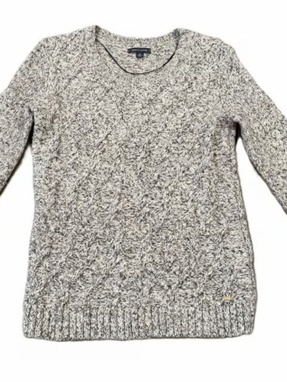 Tommy Hilfiger Women’s Gray White Cable Knit Pullover Sweater Size Small